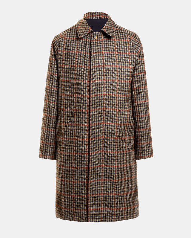 Gabardina Reversible Cuadros Marrón / Marino