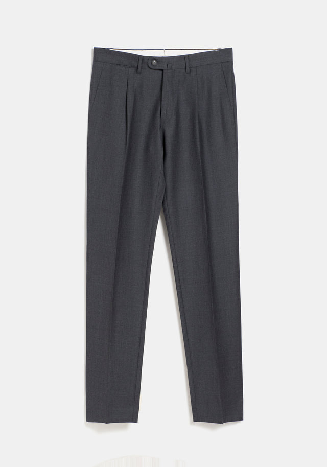 Pantalón Lana Gris Pinza Cinturón