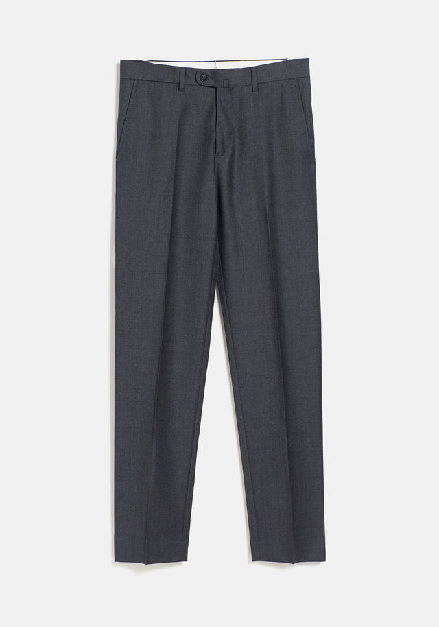Pantalón Lana Gris Medio Plano Cinturón