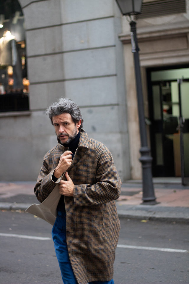 Gabardina Reversible Cuadro Beige