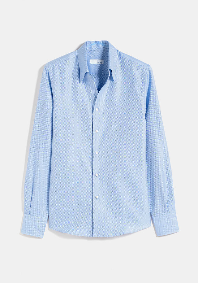 Camisa Cuello Vista Azul Textura