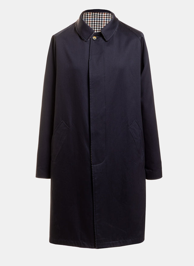 Gabardina Reversible Cuadros Crudo / Marino