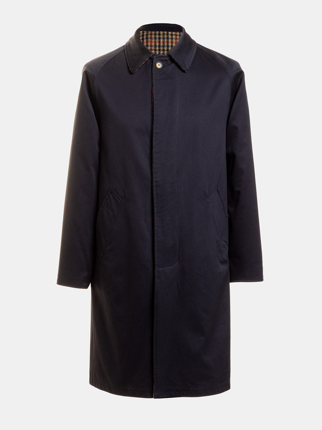 Gabardina Reversible Cuadros Marrón / Marino